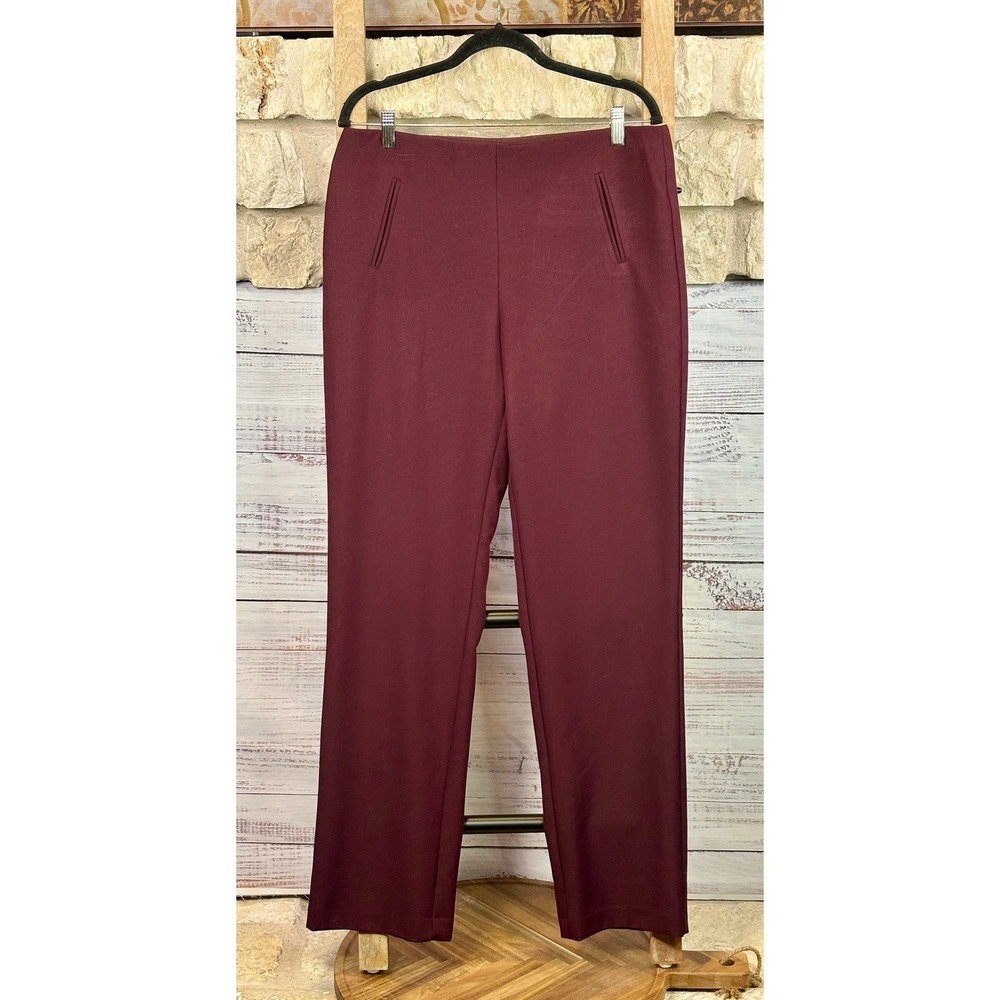 Style & Co Womens Maroon Elastic Waist Pull On Straight Leg Pants Size 10